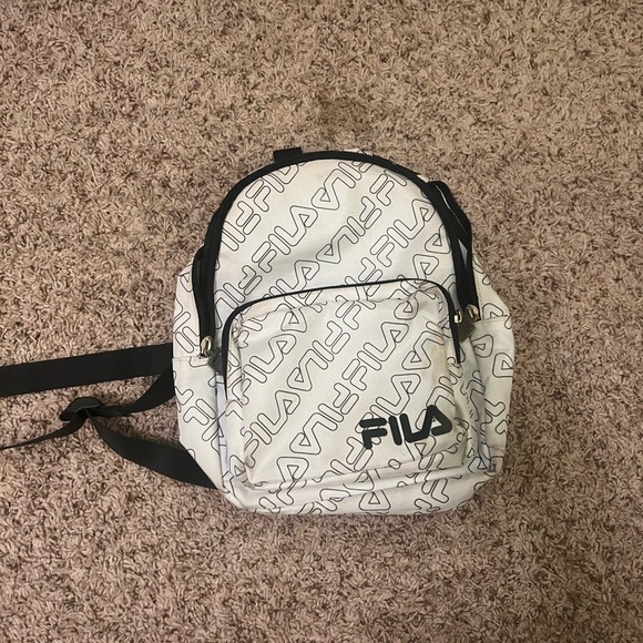 Fila White and Black Logo Backpack - Picture 1 of 3